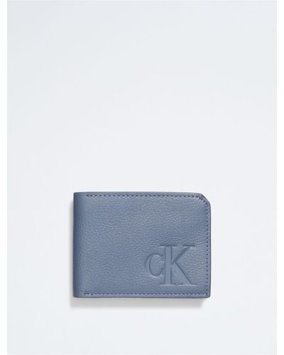 Calvin Klein Pebble Leather Slim Bifold Wallet - Blue