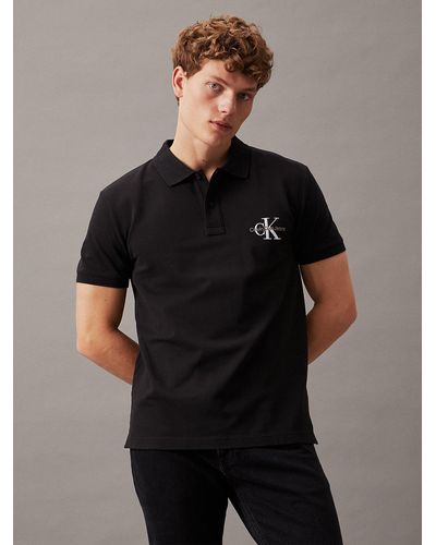 Calvin Klein Monogram Polo Shirt - Black