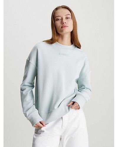 Calvin Klein Lässiges Sweatshirt aus Baumwoll-Frottee - Blau