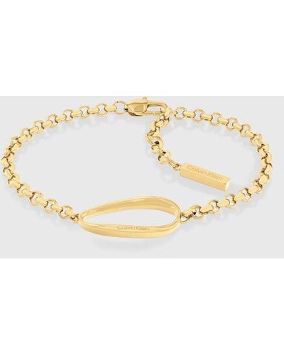 Calvin Klein Women's Playful Organic Shapes Collection Chain Bracelet Yellow Gold - 35000358 - Metallic