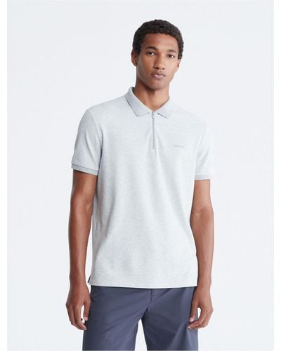 Calvin Klein Tech Zip Polo Shirt - White