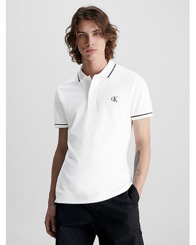 Calvin Klein Polo slim de algod�n org�nico - Blanco