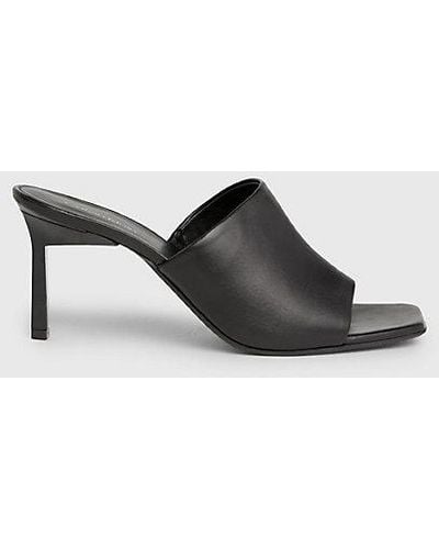 Calvin Klein Mules-Sandalen aus Leder mit Stiletto-Absatz - Schwarz