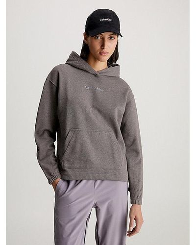 Calvin Klein Sudadera con capucha de felpa de algodón - Gris