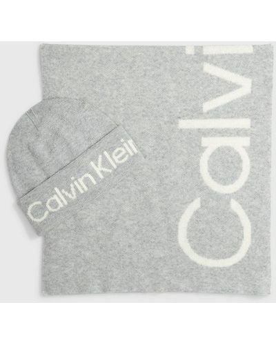Calvin Klein Coffret cadeau écharpe et bonnet - Blanc