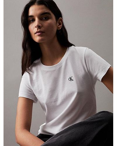 Calvin Klein Slim T-Shirt Aus Bio-Baumwolle - Weiß