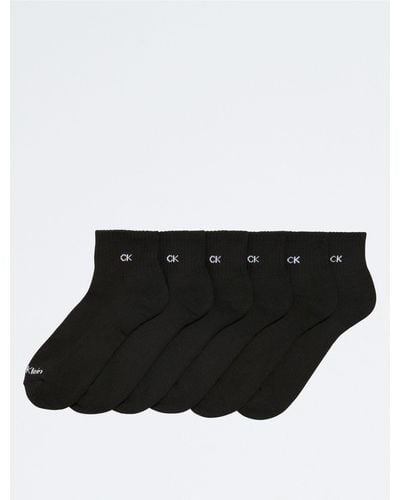 Calvin Klein Basic Cushion Quarter 6-pack Socks - Black