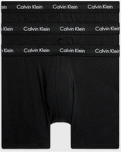 Calvin Klein 3 Pack Boxer Briefs - Cotton Stretch - - Black - Men - S - Zwart