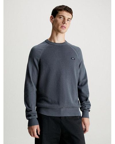 Calvin Klein Strukturierter Pullover aus Baumwolle - Blau