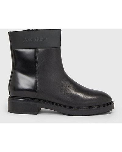 Calvin Klein Ankle-Boots aus Leder - Schwarz
