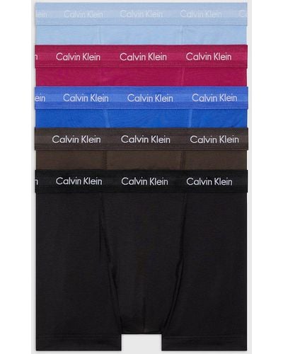Calvin Klein 5 Pack Trunks - Cotton Stretch - Blue