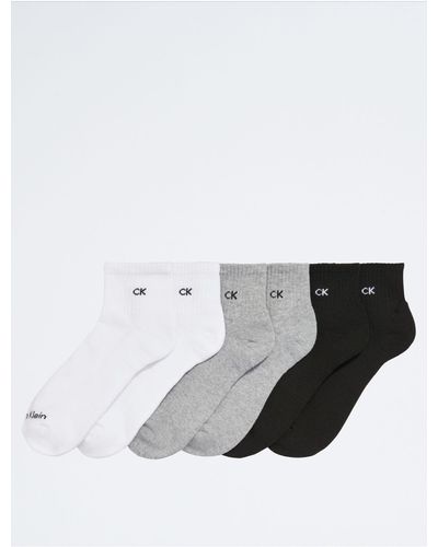 Calvin Klein Basic Cushion Quarter 6-pack Socks - White