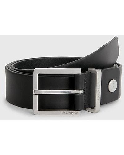 Calvin Klein Leather Belt - - Black - Men - 110 Cm - Zwart