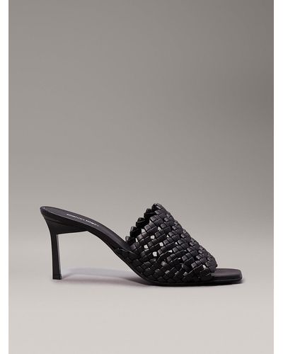 Calvin Klein Woven Heeled Sandals - Grey