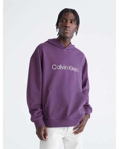 Calvin Klein Relaxed Fit Standard Logo Hoodie - Purple