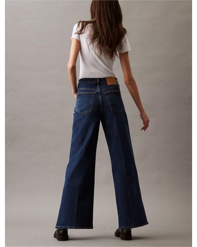 Calvin Klein Ultra High Rise Wide Leg Fit Jeans - Blue