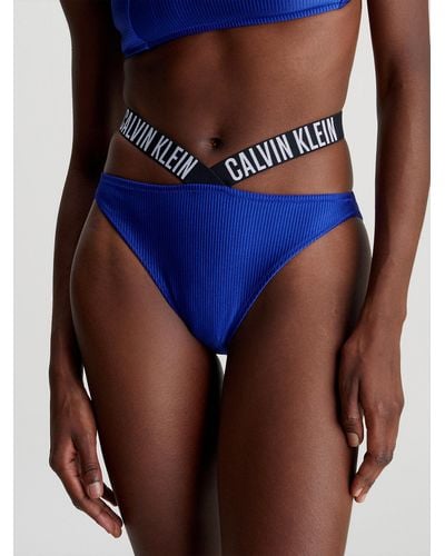 Calvin Klein High Leg Bikini Bottoms - Intense Power - Blue