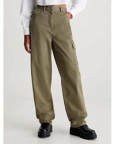 Calvin Klein Shorts cargo de sarga de algodón - Verde