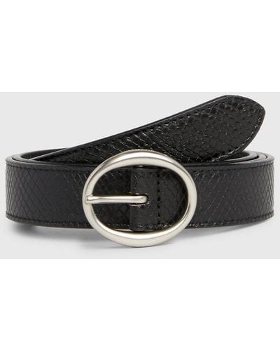 Calvin Klein Faux Snakeskin Belt - Black