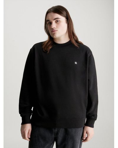 Calvin Klein Sweat-shirt grande taille en tissu éponge de coton - Noir