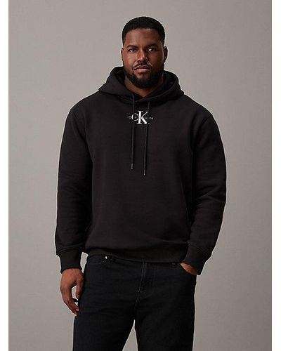Calvin Klein Monogramm-Hoodie in großen Größen - Schwarz