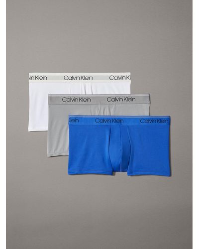 Calvin Klein 3 Pack Low Rise Trunks - Micro Stretch - Blue