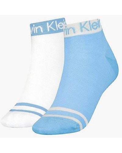 Calvin Klein Pack de 2 pares de calcetines tobilleros de rayas - Azul