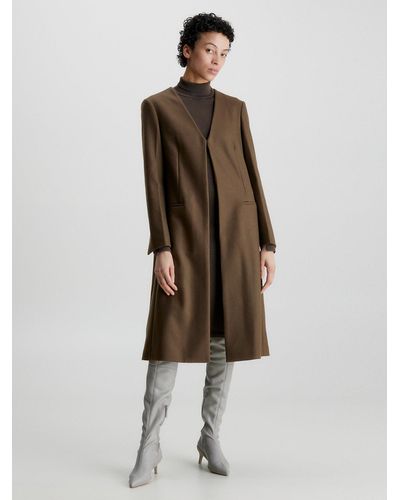 Calvin Klein Manteau sans col en laine mélangée - Neutre