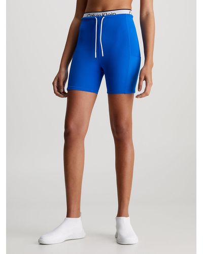 Calvin Klein Collant short de sport à ceinture double - Bleu