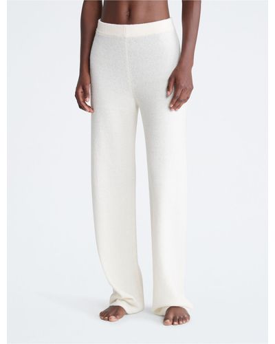 Calvin Klein Sweater Lounge Plush Sleep Pants - White
