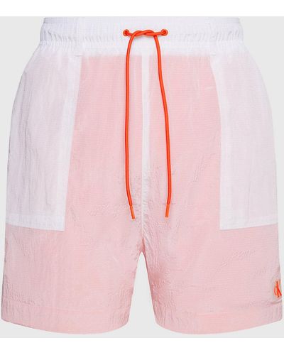 Calvin Klein Medium Drawstring Swim Shorts - Ck Monogram - Pink