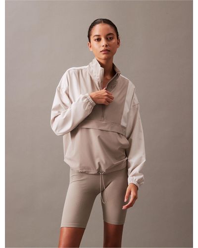 Calvin Klein Performance Colorblock Half Zip Jacket - Brown