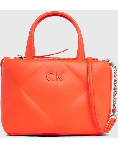 Calvin Klein Mini Quilted Crossbody Tote Bag - Orange