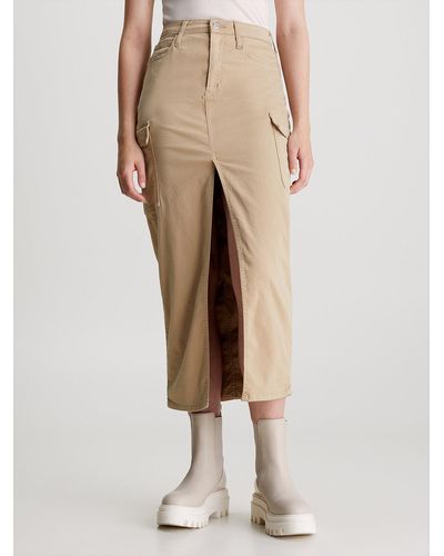 Calvin Klein Jupe longue cargo en sergé de coton - Neutre