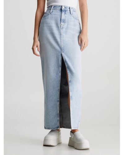 Calvin Klein Jupe longue en jean - Bleu