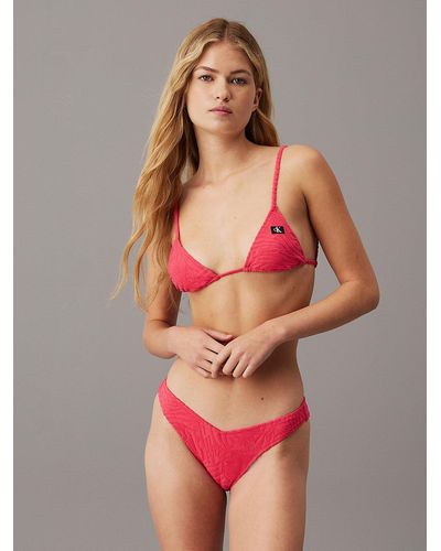 Calvin Klein Brazilian Bikini Bottoms - Ck Texture - Red