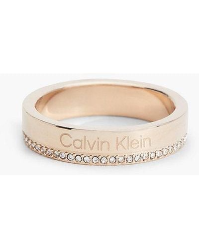 Calvin Klein Ring - Minimal Linear - - Gold - Women - 6 - Wit