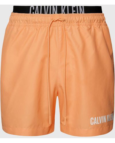 Calvin Klein Double Waistband Swim Shorts - Intense Power - Orange