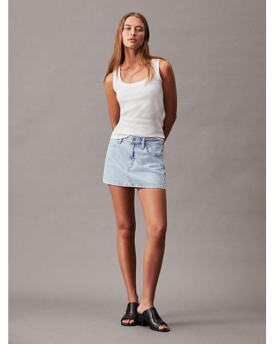 Calvin Klein Denim Micro Mini Skirt - Blue