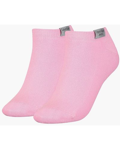 Calvin Klein 2 Pack Logo Ankle Socks - Pink