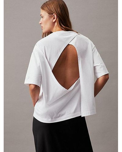 Calvin Klein Top con espalda abierta slim - Blanco