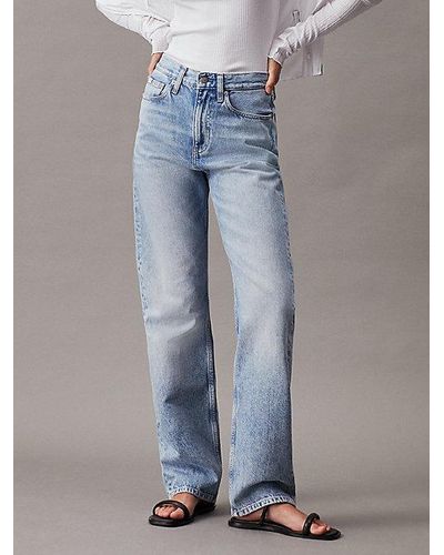 Calvin Klein High Rise Straight Jeans - Azul