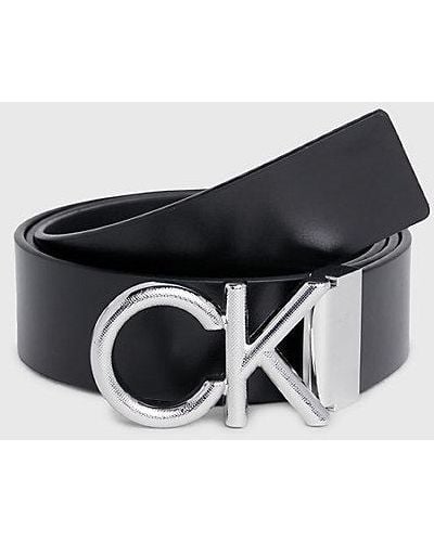 Calvin Klein Leren Riem Met Logo - Wit