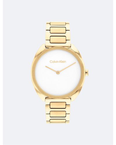 Calvin Klein Minimalist H-link Bracelet Gold Plated Watch - Metallic