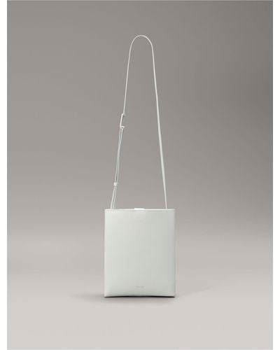 Calvin Klein Lined Leather Crossbody Bag - Grey