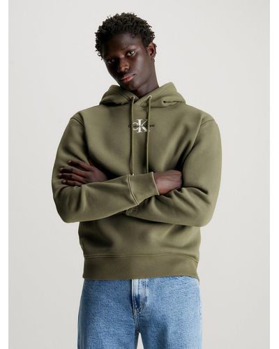 Calvin Klein Sweat-shirt à capuche en polaire avec monogramme - Vert