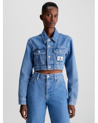 Calvin Klein Super Cropped Denim Jacket - Blue