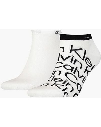 Calvin Klein Pack de 2 pares de calcetines tobilleros con logo - Blanco