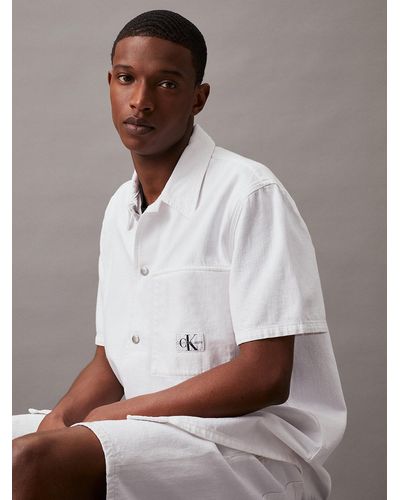 Calvin Klein Denim Short Sleeve Shirt - White
