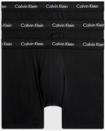 Calvin Klein 3 Pack Boxer Briefs - Cotton Stretch - - Black - Men - S